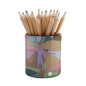 Bote Lapices Ceramico - Vidriera Mujer Rojo